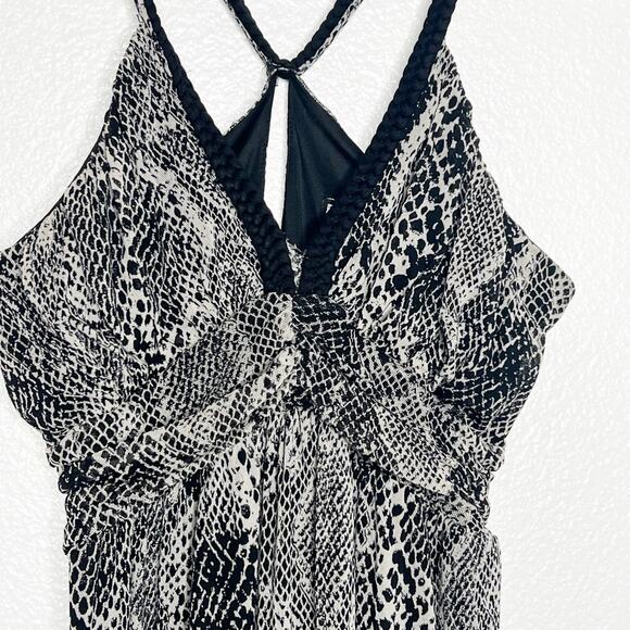 EXPRESS Snakeskin Maxi Dress Strappy Sleeveless Animal Print Black White Size XS - Picture 5 of 11